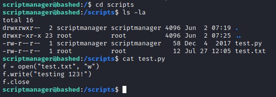 Content of the python file